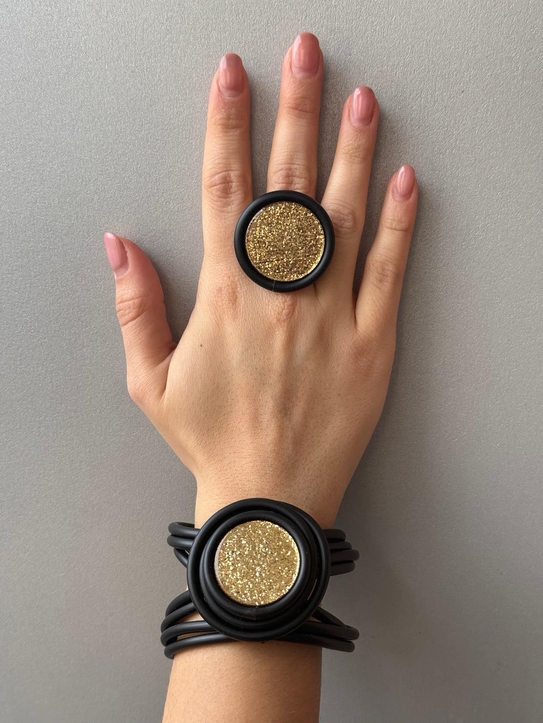 Parure button oro glitter