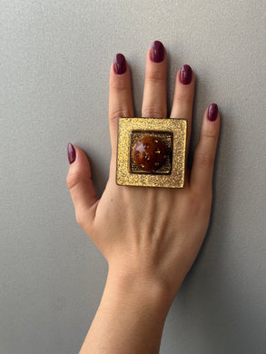 Anello quadro brilliant oro