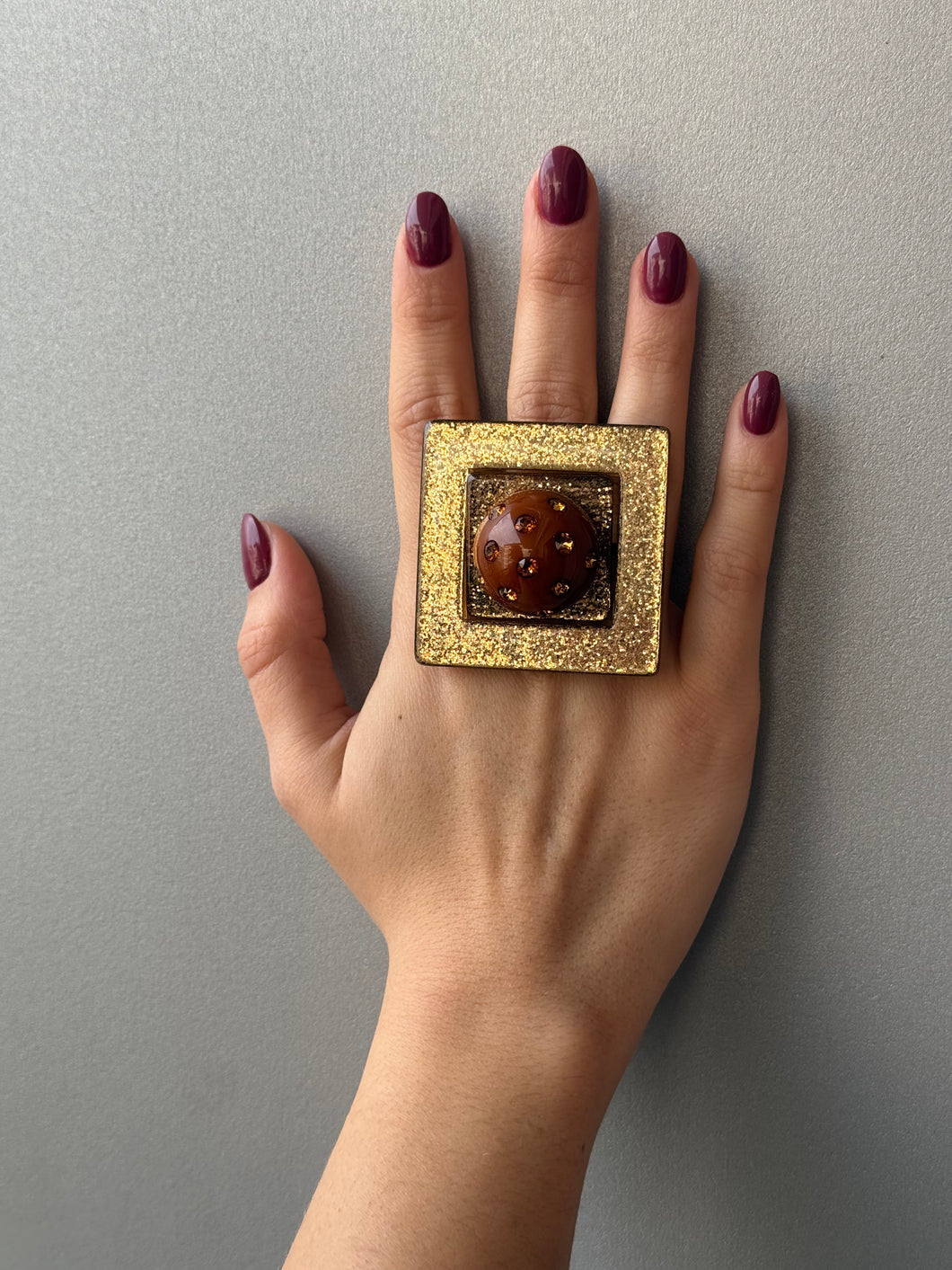 Anello quadro brilliant oro