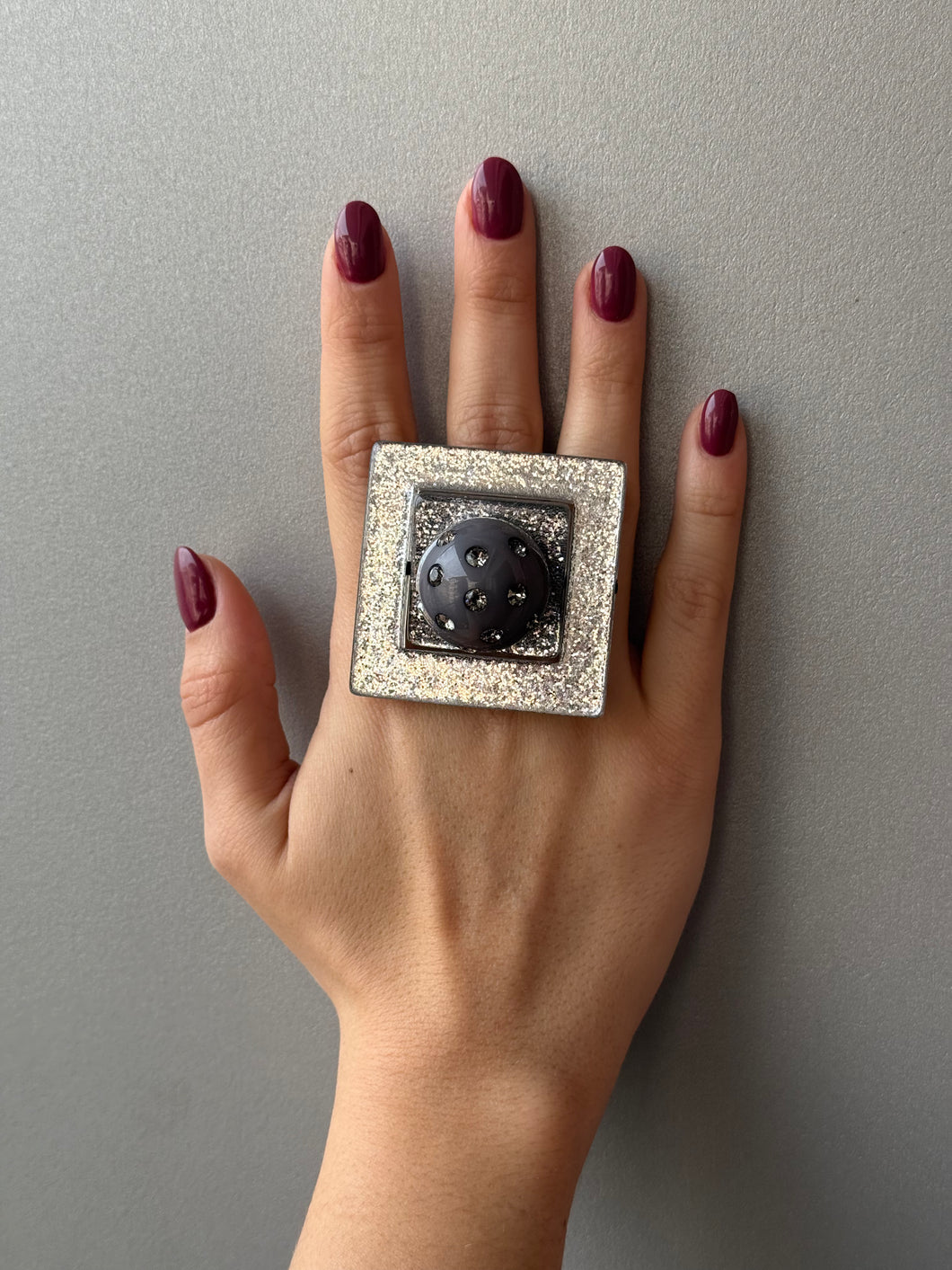 Anello quadro brilliant argento