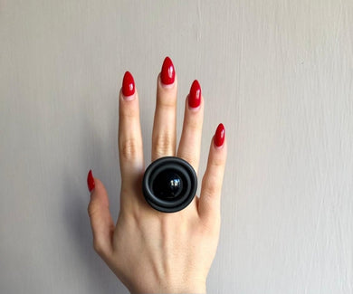 Anello flower ball nero