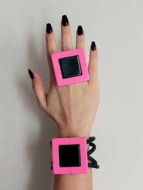 Parure quadro rosa nero