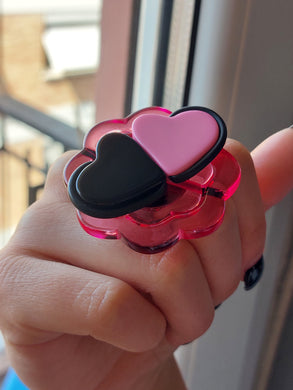 Anello cuore rosa nero