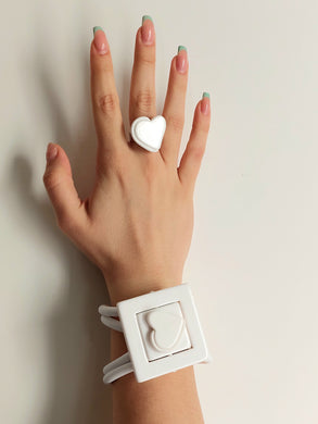 Parure quadro cuore total white