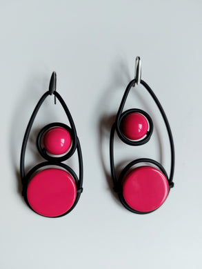 Orecchini doppia goccia fuxia