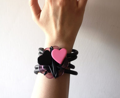 Bracciale cuore rosa nero