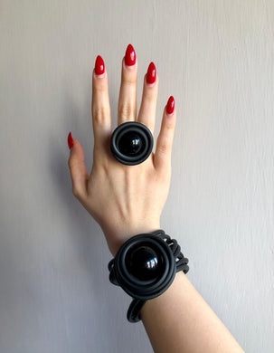 Parure flower total black