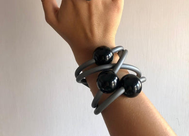 Bracciale tre ball ematite e nero